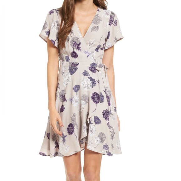 Astr Dresses & Skirts - ASTR Purple Floral Wrap  Midi Casual Dress - Size S